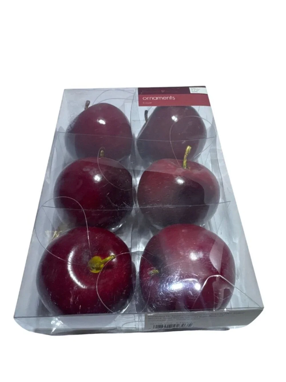 Red Apple Christmas Tree Ornaments Set Of 6 Decorative Festive Holiday Decor